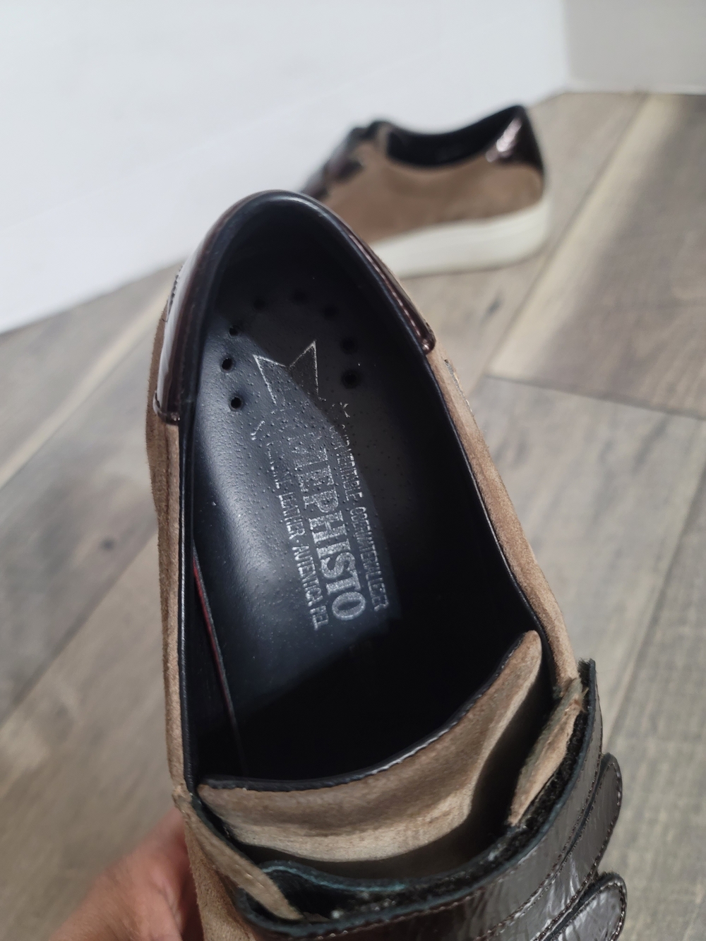 Mephisto Women's Frederica Luxor Taupe Suede Sneakers with Dark Brown Straps 10 - Picture 8 of 12